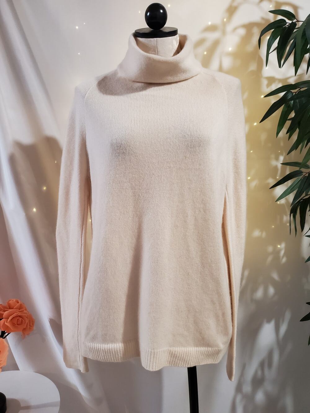Theory Norman B Cashmere Cowl Sweater In Pale Wood Womens Size S Neutral Cream